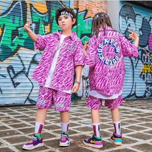 Kids Concert Hip Hop Clothing Zebra Print Shirt T Shirt Top Streetwear Summer Shorts for Girl Boy Dance Costume Clothes Set