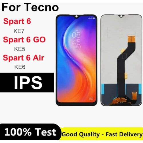 For Tecno Spart 6 KE7 LCD Spart 6 GO Ke5 Ke5j Display Touch Screen Digitizer Assembly For Tecno Spark 6 Air KE6 LCD