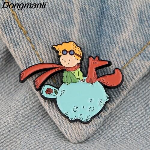 DZ300 Jewelry Prince and Fox Anime Figures Metal Enamel Pins Badge Brooch Backpack Bag Collar Lapel Jewelry