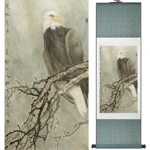Eagle painting Home Office Decoration Chinese scroll painting eagle on Pine tree painting eagle picture SCGS2017120319