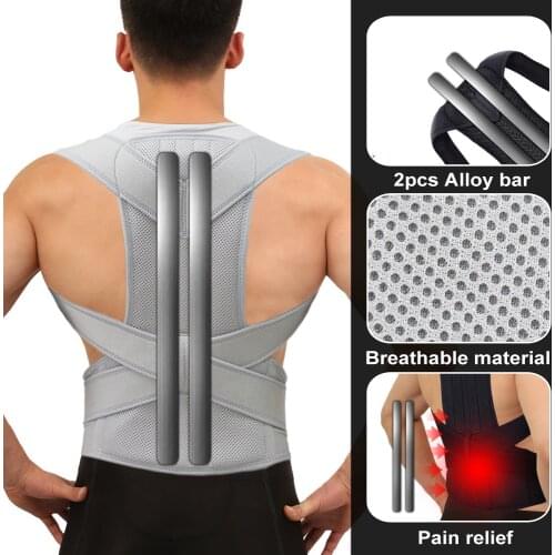 43cm*2pcs Alloy Bar Posture Corrector Scoliosis Back Brace Spine Corset Shoulder Therapy Support Poor Posture Correction Belt