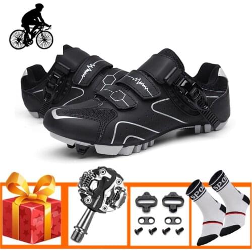 MTB Cycling Sneakers Unisex Mountain Bike Shoes Add SPD Pedals Self-locking Breathable Professional Outdoor Riding Bicycle Shoes