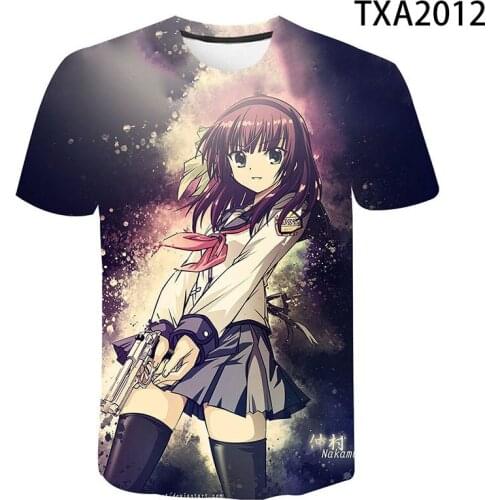 Summer Anime Angel Beats T-shirt Mens Womens Children Cool Boys Girls 3D Printing T-shirt Fashion Casual T-shirt Tops