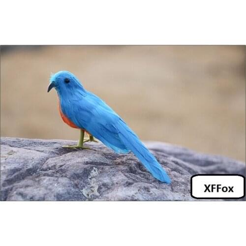 Mini cute simulation blue&orange bird model foam&furs real life bird doll gift about 13cm xf2505