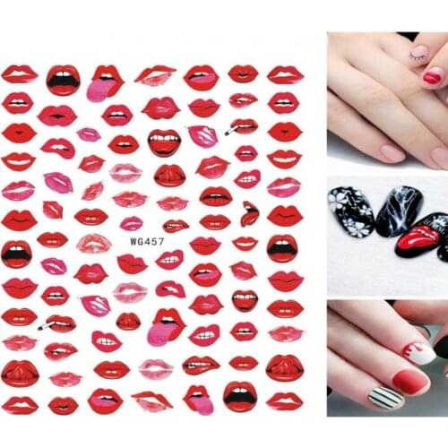 Fashion Mouths Nails Art Manicure Back Glue Decal Decorations Design Nail Sticker For Nails Tips Beauty