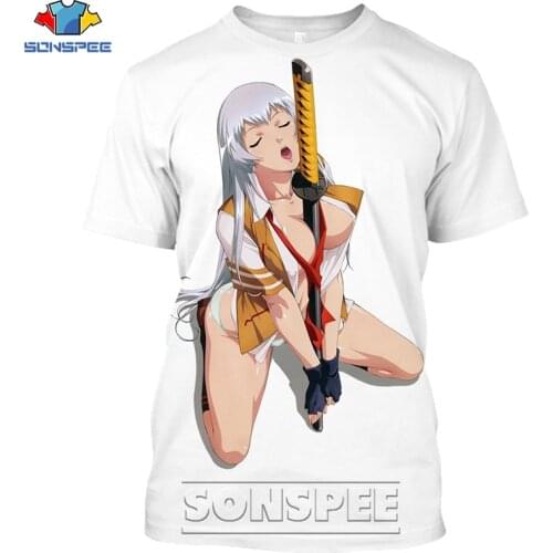 SONSPEE MenWomen 3D Print T-Shirt Cartoon Anime Ikkitousen Guan Yu Short Sleeve Fashion T Shirt Sexy Girl Hip Hop Casual Tshirt