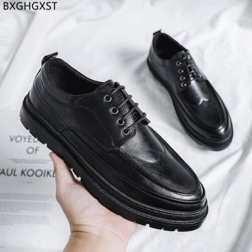 Black Leather Casual Shoes Men Designer Oxford Shoes for Men 2021 Platform Shoes Man Zapatillas De Hombre Chaussure Homme Sapato
