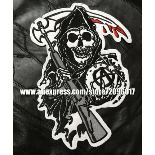 Sons of biker Skull patches for Vest clothing of Anarchy patches badges sticker iron on applique Embroidered stickers