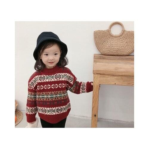 Autumn Winter Ethnic Morocco Vintage Children Sweater Jacquard Snowflake Sweater Winter Boys Girls Christmas Knitting Sweater