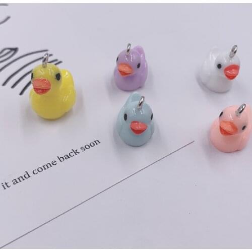 5pcs Cute Yellow Duck Resin Earring Charms for Jewelry Making Animal Resin Charms DIY Making Accessories