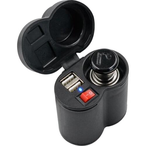 Portable Multifunction Motorcycle Dual USB Ports Cigarettes Lighter Socket Quick Phone Charger Adapter Motorcycle Accessories