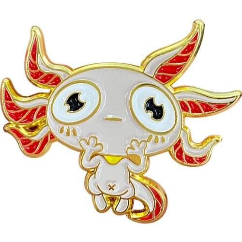 Pink Axolotl Enamel Pins Walking Fish Perfect For the Witch Aspiring to Study Aquatic Magic