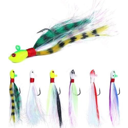 7g 10g 14g 21g 28g 42g Fishing Lure Metal Swim jig Hook Bait lead hook Deer Hair Feather Hook beard pesca jigging lure Fishing