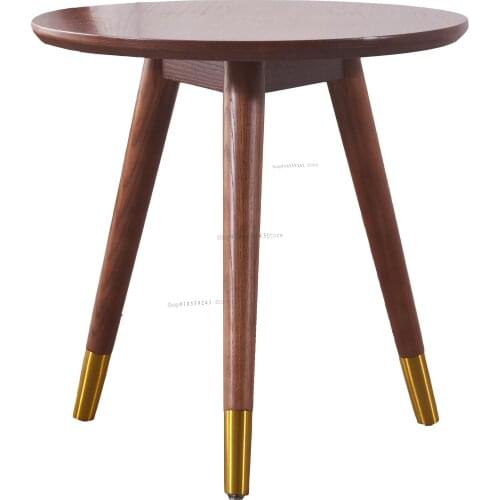 Nordic Solid Wood Coffee Table Sofa Side Table Simple Tea Side Table Living Room Bedroom Small Round Table Small Apartment Balco