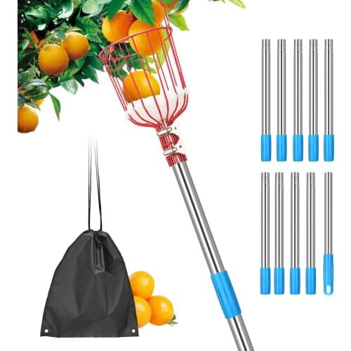 Fruit Picker Adjustable Fruit Collector Lightweight Stainless Steel Fruits Catcher Tree Picker Fruit Picking Machine Garden Tool