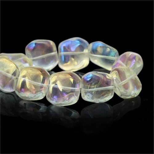 DoreenBeads Glass Loose Beads Irregular Pale Yellow AB Color Transparent About 18mm(6/8")x 17mm(5/8"),Hole: Approx 1.1mm,2 PCs