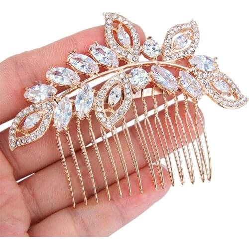 Wedding Hair Jewelry Women Flower Comb Ornament Zircon Hairpins Girls Party Pieces Accessories Bridel Bridesmaid