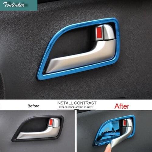 Tonlinker Cover Case Sticker For KIA RIO K2 2011-16 Car Styling 4 pcs stainless steel interior door handle cover case Sticker