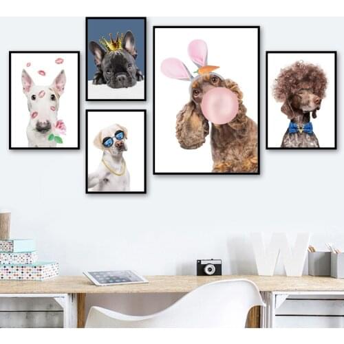 Balloon Labrador Bull Terrier bulldog Dog Wall Art Canvas Painting Posters And Prints Pictures Baby Kids Room Decor