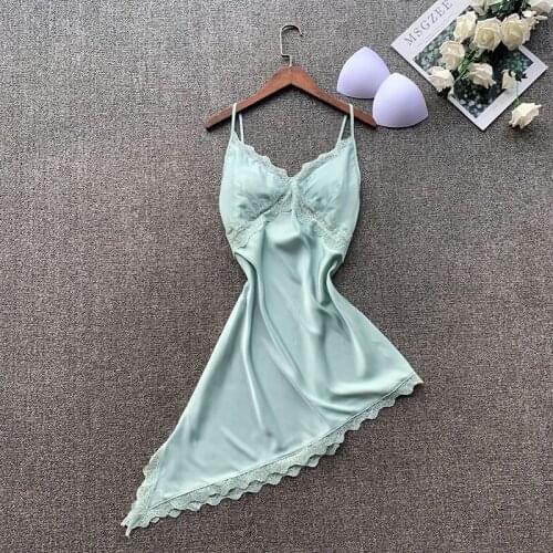 Women V-Neck Backless Nightgown Sexy Hollow Out Spaghetti Strap Nightdress Summer Rayon Home Dress Sweet Lace Trim Sleepwear
