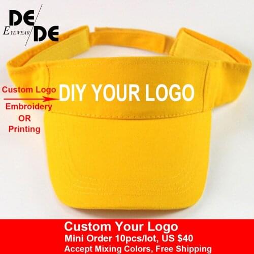 Visor Caps Women Open Tops Customized Adjustable Hats LOGO Printing Candy Color Adult Baseball Sun Caps 10pcs/lot