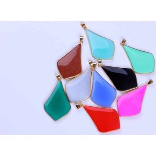 Women Pendants Fashion Jewelry DIY Making Necklace Supplies ,Mix Color Stone Smooth Crystal Pendants for Women