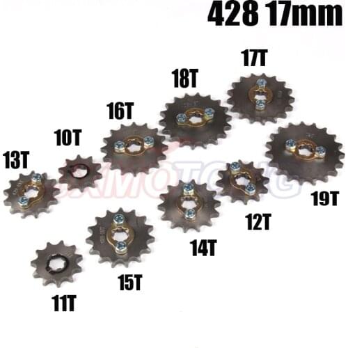 428 10-19 Tooth 17mm ID Front Engine Sprocket for Stomp YCF Upower Dirt Pit Bike ATV Quad Go Kart Moped Buggy Scooter Motorcycle
