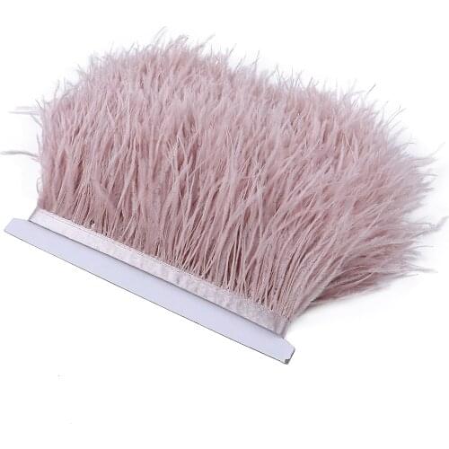 10 Mters Natural Leather Pink Ostrich Feather Trims Ribbon 8-10 CM Feathers For Wedding Dress Decoration Accessory Plumes Crafts