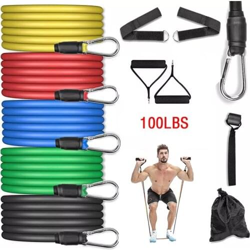 11pcs/Set Latex Resistance Bands Set Exercise Yoga Tube Pull Rope Fitness Sport Rubber Elastic Bands Muscle Strength Training