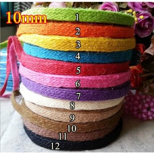12 colors Braid flat Jute twine cord/trim/edging/string 10mm Hessian ribbon DIY craft supplies free shipping 30m(98ft)