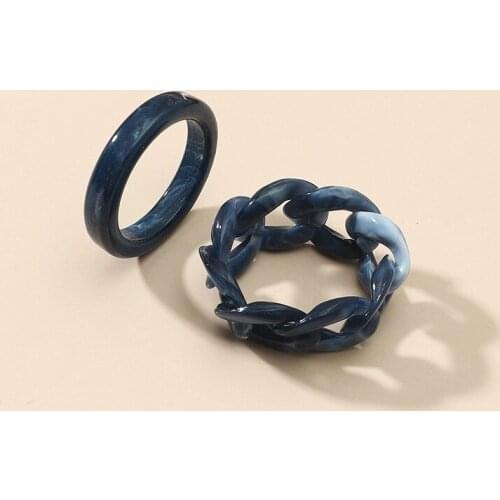 2Pcs/set Vintage Transparent Fashion Resin Rings Chic Acrylic Geometric Twist Irregular Ring Set for Women Jewelry