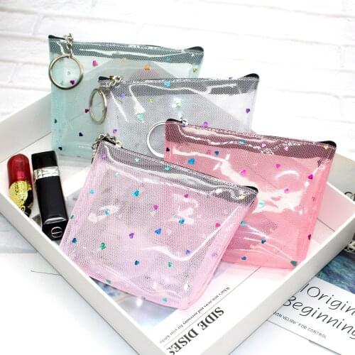 2021 Fashion Transparent Women Coin Purse Female Mini Card Holder Small Wallet Daily Storage Bag Kawaii Girls PVC Purse Clutch