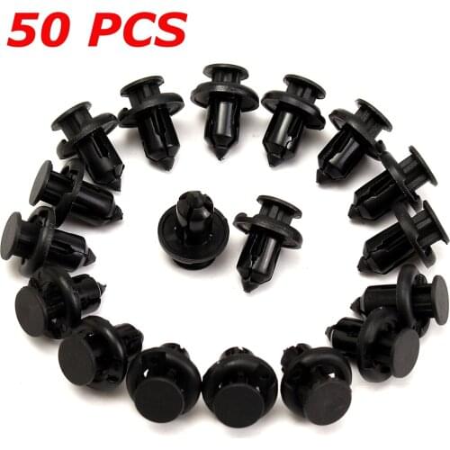 50Pcs 10mm Hole Car Bumper /Fender Plastic Push Rivets Fastener Clips for Honda Black Car Styling