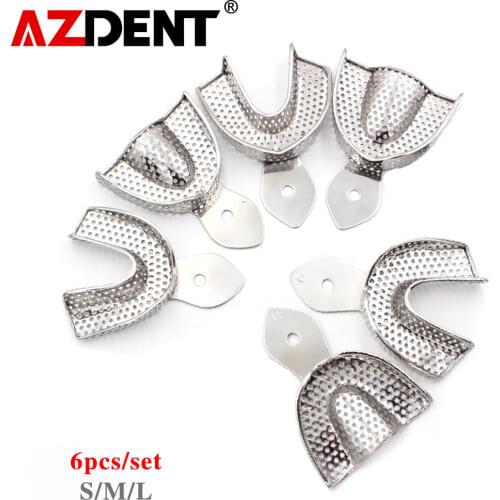 6pcs/set Dental Impression Tray Stainless Steel Teeth Tray Autoclavable Denture Instrument Trays Dentist Tools Teeth Holder Tray