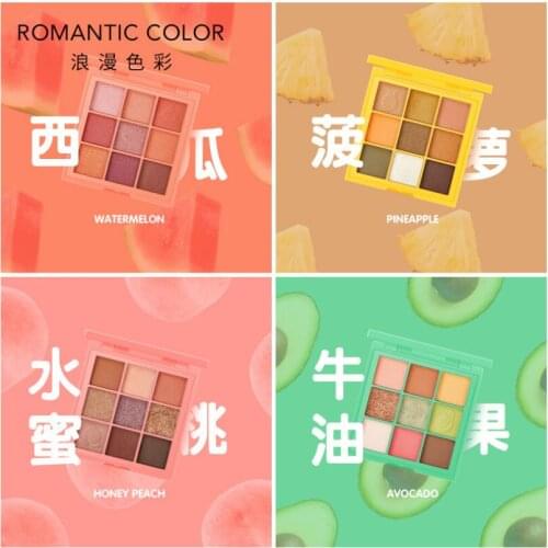 9-Color Fruit Eyeshadow Compact Fruit Color Peach Lasting Not Easy to Fly Pink Youth Girls Eye Shadow T1393