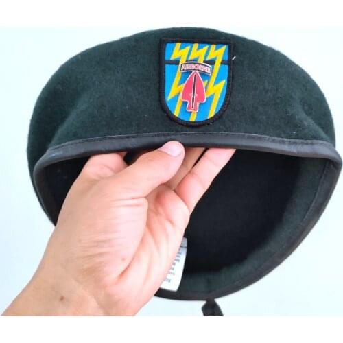 US Army 12th Special Forces Group Wool Blackish Green Beret SPECIAL FORCES COMMAND DIVISION AIRBORNE Military Hat 1961~1994