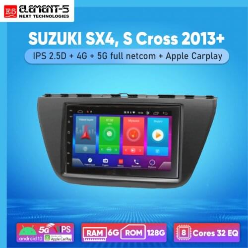 ELEMENT-5 7" 6G+128G Android 10 4G 5G WIFI RDS DSP Car Radio For SUZUKI SX4, S Cross 2013+, Navigation GPS HIFI