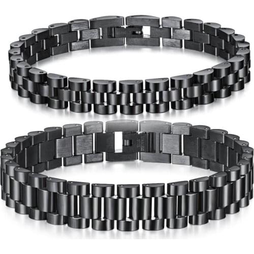 Punk couple stainless steel gold color bracelet Black men women pulseras para jewelry pulseira masculina valentines day gift