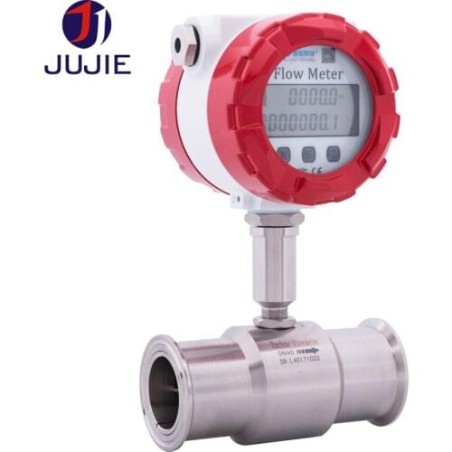 DN50/DN65 tri-clamp sanitary turbine flow meter for oil fuel gasoline diesel water 24VDC power supply LCD display 485 4-20mA