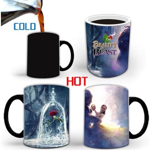 Dropshipping 1Pcs New 350ml Beauty And The Beast Color Changing Mugs Ceramic Home Milk Coffee Cups Gift for Children Friends