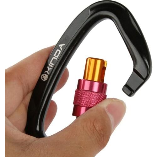Locking Rock Climbing Carabiner Clips CE Certified 24KN Heavy Duty for Outdoor Rappelling Swinging Rescuing & Gym