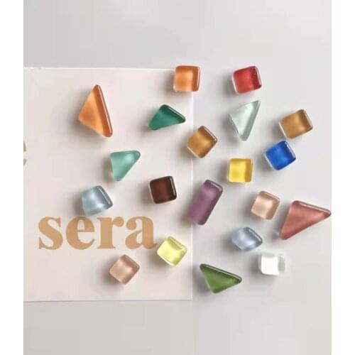 Exquisite Boxed 20pcs Color Macaroon Glass Irregular Pushpin Magnetic Refrigerator Cute Office Message Stickers