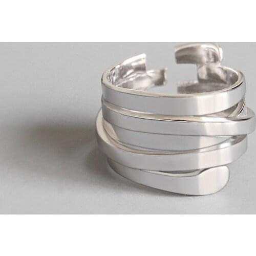 LouLeur 925 sterling silver Multi-layer winding rings silver fashion personality open rings for women 2019 new creative jewelry