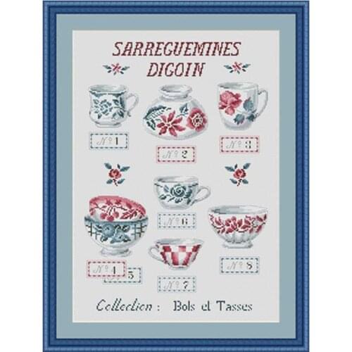 Beautiful porcelain bowl patterns Counted Cross Stitch 11CT 14CT 18CT DIY Chinese Cross Stitch Kits Embroidery Needlework Sets