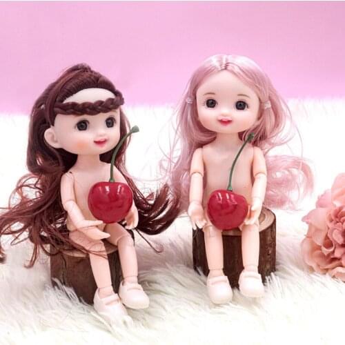 1/12 BJD Doll 16cm Palm Doll With Cute Face Braid Hairstyle 3D Real Eye DIY Little Doll Toys for Children Girls Giftts