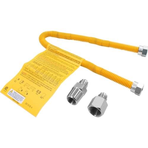 MENSI 20 Inch Non-Whistle Flexible Gas Line Connector Kit 3/8" Flare Thread for NG or LP Fire Pit and Fireplace