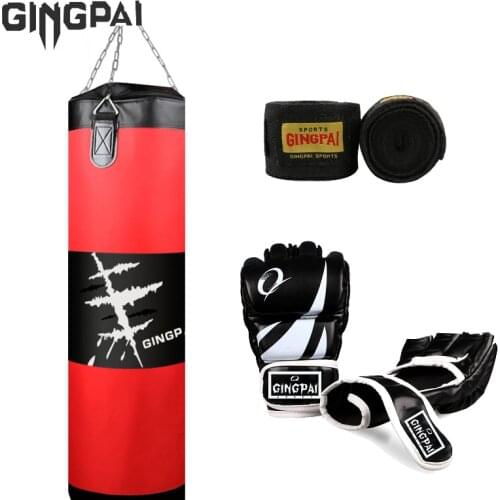 GINGPAI Boxing Gloves Punching Bag Set MMA Boxing Punching Bag Hook Muay Thai Gloves Sanda Punching Bag Hollow Send Guard Bandag