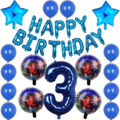 18pcs/lot Super Hero Balloon Number 1 SpiderMan Party Inflatable Helium Balloon Birthday Party Decoration Boys Ballon Toys glob