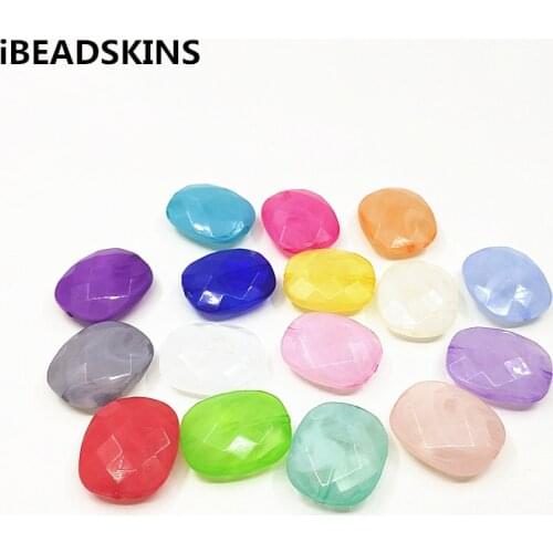 New arrival! 24x20mm 180pcs/lot Acrylic clear double color Faceted oval shape beads for jewelry necklace making