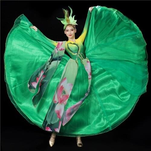 Fairy Flamenco Dress Women Green Performance Costume Long Dress Spanish Outfit Gypsy Designer Clothes Classical Dancewear DL8060